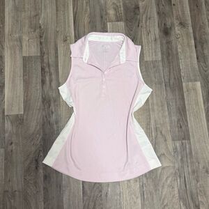 Callaway pastel pink sleeveless colorblock golf polo